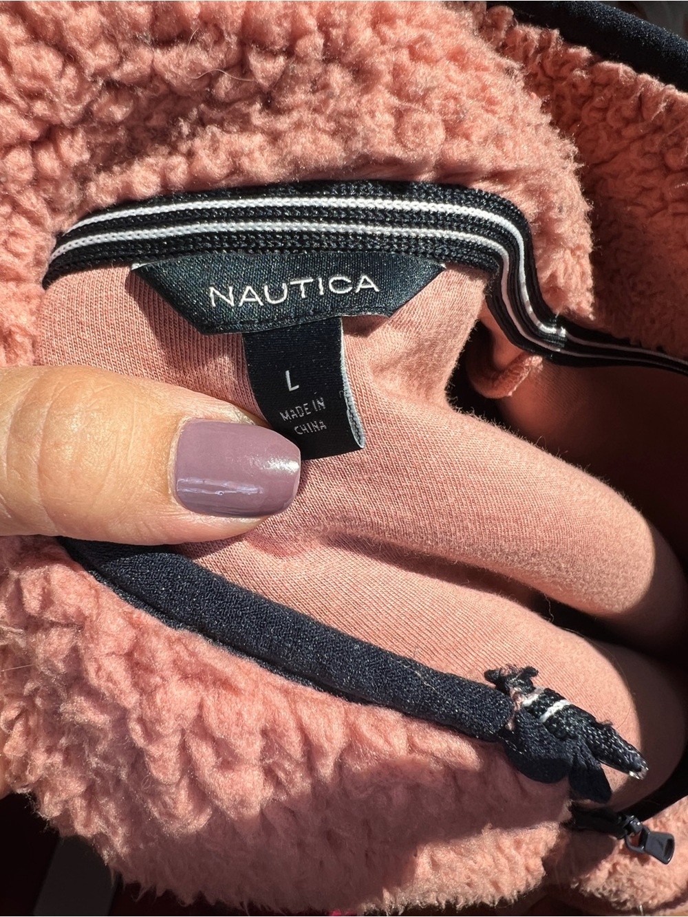 Nautica Soft sherpa pullover jacket in mauve size Large - Picture 7 of 7